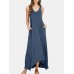 V  Neck Sleeveless Solid Pocket Summer Brief Maxi Dress