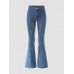 Butterfly Rhinestone Button Flared Jeans