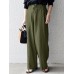 Women 100  Cotton Wide  Legged Side Pockets Ankle Length Solid Pants