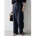 Women 100  Cotton Wide  Legged Side Pockets Ankle Length Solid Pants