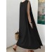 Leisure Solid Pocket Slit Hem Sleeveless Maxi Dress