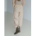 Women Solid Color Drawstring Elastic Waist Casual Cargo Jogger Pants