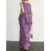 Pocket Floral Print Round Neck Sleeveless Maxi Dress