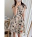 Flower Print Cotton Sleeveless Round Neck Casual Midi Dress