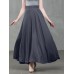 Women Solid Color Back Zip Pleated Casual Swing Skirts With Pocket