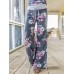 Plus Size Women Floral Printing Drawstring Waist Loose Casual Home Pajamas Pants