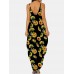 Flower Print V  neck Sleeveless Irregular Maxi Dress