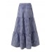 Women Plaid Pleated Lace  Up Elastic Waist Swing Skirts