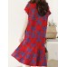 Floral Print Ruffle V Neck Cap Sleeve Midi Dress For Women