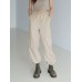 Women Solid Color Drawstring Elastic Waist Casual Cargo Jogger Pants