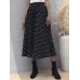 Women Polka Dot Printed High Waist Loose Stylish Mid  Length Skirt