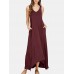 V  Neck Sleeveless Solid Pocket Summer Brief Maxi Dress