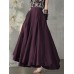 Vintage Solid High Elastic Waist Side Pocket Big Swing Pleated Skirts