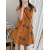 Flower Print Cotton Round Neck Sleeveless Casual Midi Dress