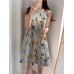 Flower Print Cotton Sleeveless Round Neck Casual Midi Dress